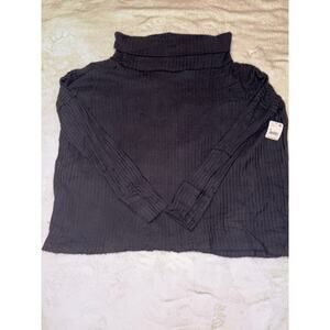 Free People black ribbed cowl neck size M